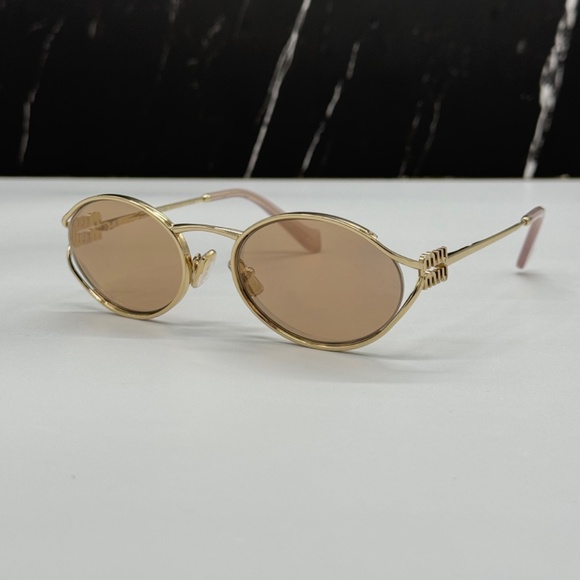 NEW SMU 52Y ZVN20F MIU MIU GOLD MU52YS ZVN20F OVAL MU 52YS ZVN20F SUNGLASSES main image 11